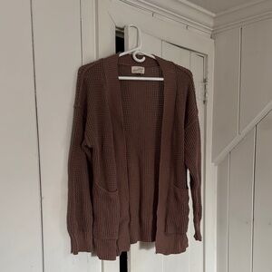 Cozy Brown Knit Cardigan Sweater
